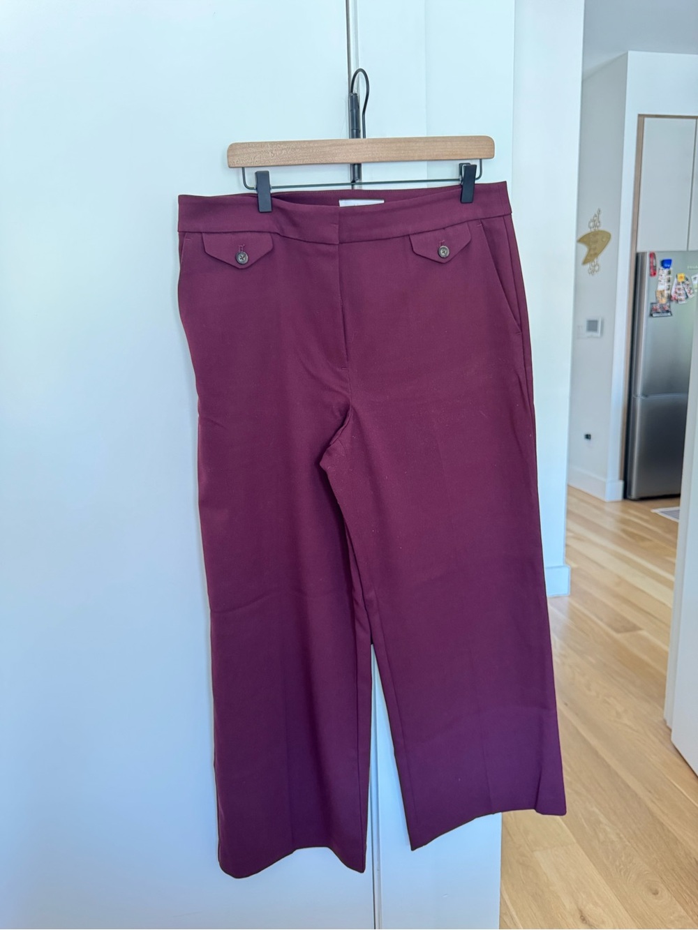 LOFT Burgundy Wide Leg Cropped Pants Size 12